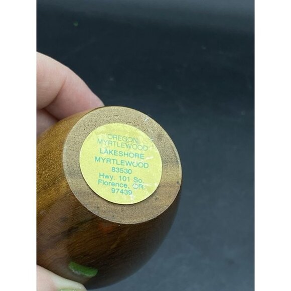 Lakeshore Oregon Myrtlewood Perfume Bottle Empty Glass Vial Insert Hand Carved - Picture 6 of 9